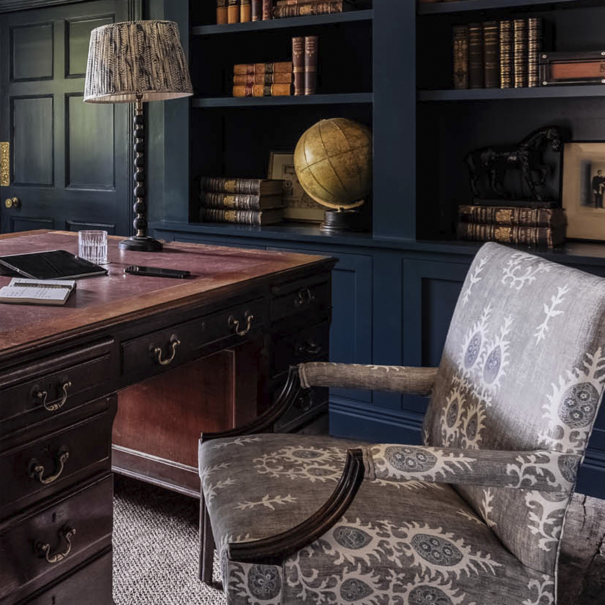 lewis and wood tribal design upholstered desk chair in study